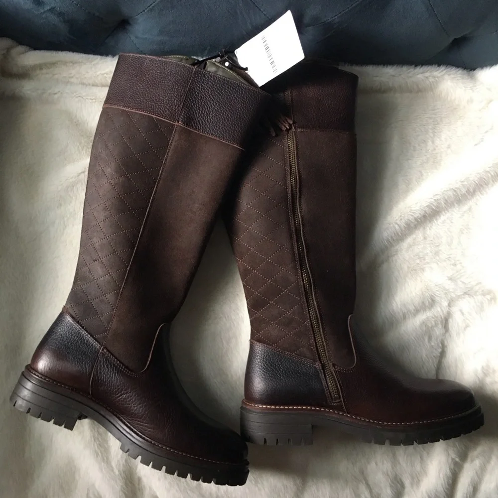 NWT Barbour Ingrid Tall Dark Brown Boots - Picture 7 of 16